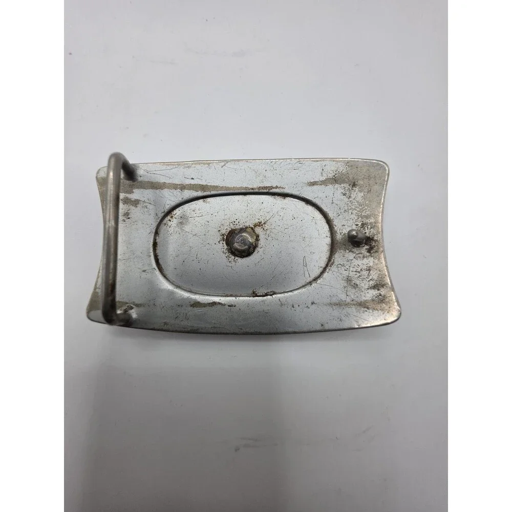 Vintage Western Longhorn Steer Head Belt Buckle Silver Tone Cowboy Floral